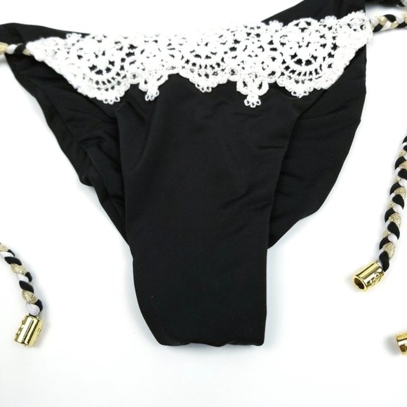BEACH BUNNY | Black Lace Scrunch Butt Bikini Small - Picture 8 of 13